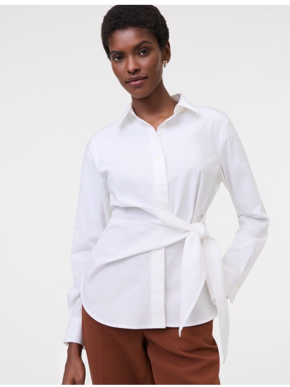 NWT Ann Taylor White Tie-Waist Button Down Shirt